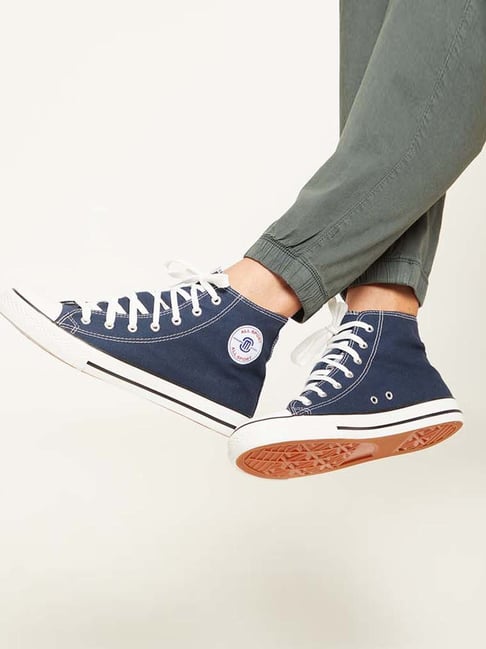 Mozafia Men's Navy Ankle High Sneakers-image-28