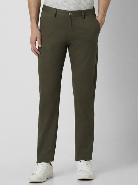 Buy Peter England Olive Slim Fit Trousers for Men Online @ Tata CLiQ