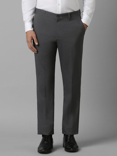 Buy Men Grey Slim Fit Check Flat Front Formal Trousers Online - 623465 | Louis  Philippe