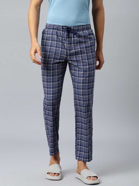 Don Vino Navy Relaxed Fit Check Lounge Pants