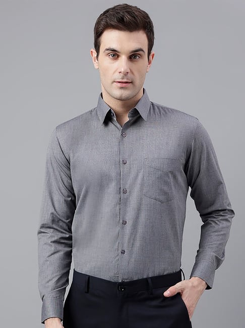 English Navy Grey Slim Fit Shirt-image-27