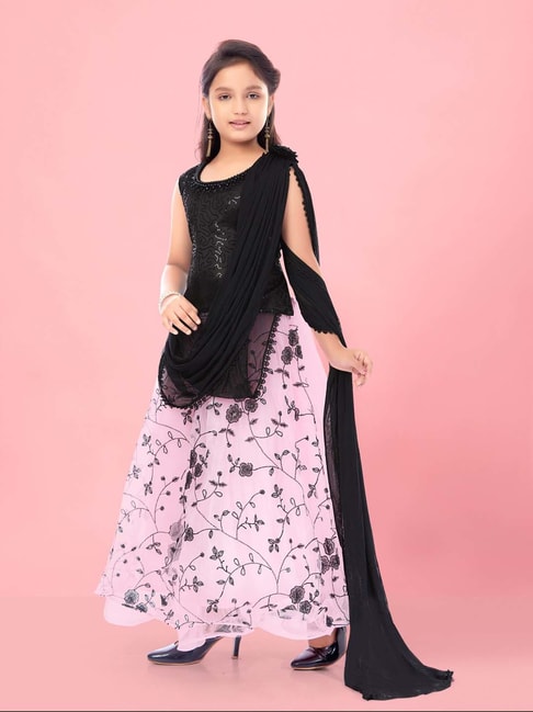 Buy Aarika Girl's Self Design Lehenga Choli and Dupatta Set  (2740-BLACK_40_15-16 Years) at Amazon.in