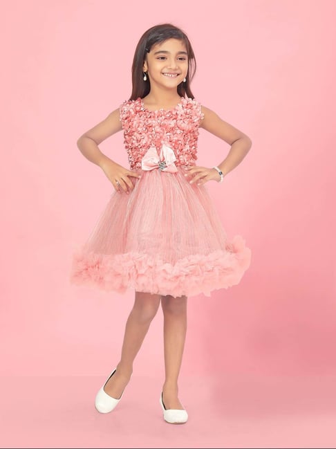 Aarika Kids Peach Applique Frock Dress-picture-42
