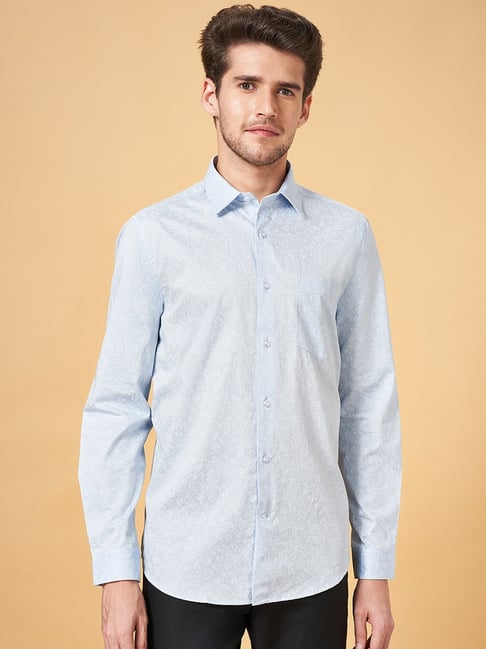 Buy Peregrine By Pantaloons Blue Cotton Slim Fit Printed Shirt for