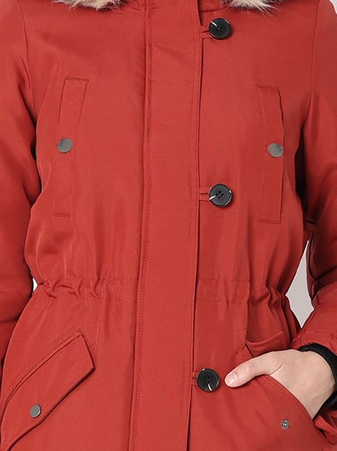 Vero Moda Red Regular Fit Parka Jacket