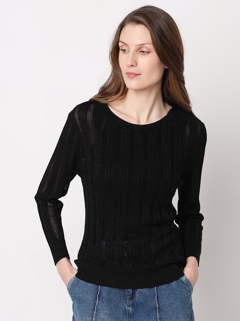 Vero Moda Black Self Design Pullover-picture-22