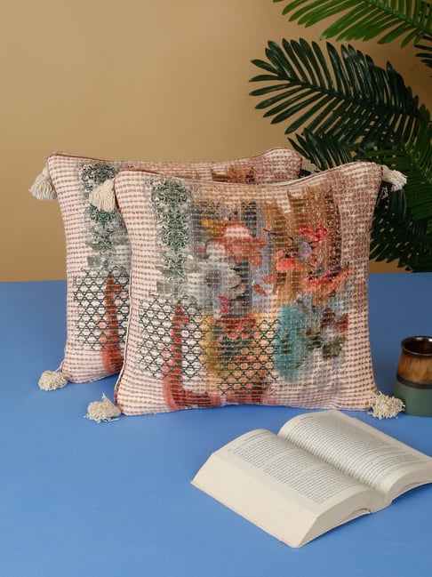 HOSTA HOMES Digital Print Multicolor Cotton Cushion Covers - Set of 2-image-7