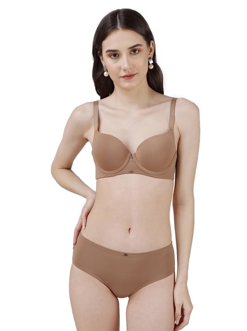 Soie Brown Under-Wired Padded Bra & Panty Set