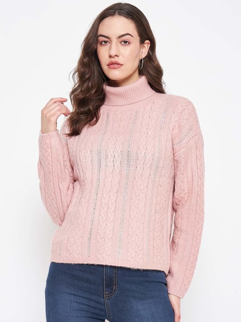 MADAME Peach Self Pattern Sweater
