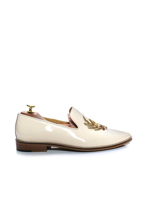 Mens white clearance and gold loafers