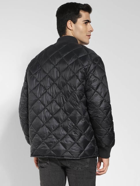 FAUX LEATHER QUILTED JACKET in Black | VENUS