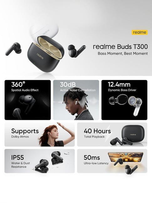 realme Buds Air 5 Pro Wireless Headphones, realBoost Dual Drivers, Up to 40  Hours of Playback, 50dB Active Noise Cancellation, 360deg Spatial Audio  Effect - (Black) 