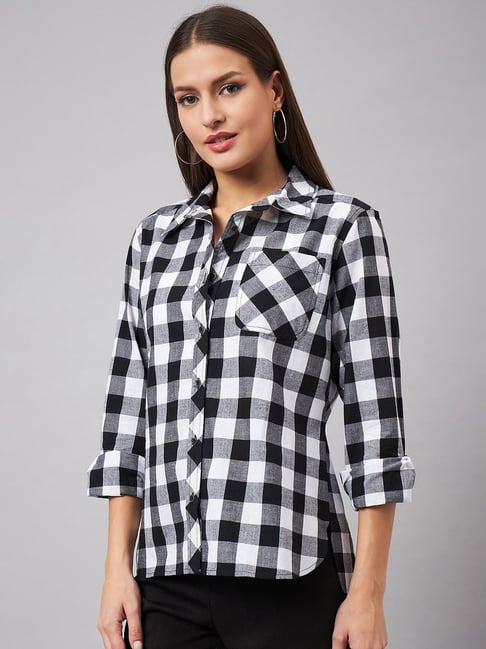 black and white checkered shirt