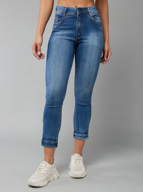 Buy DOLCE CRUDO Women Blue Skinny Fit High Rise Clean Look