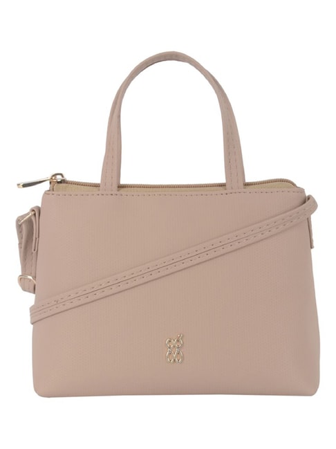 Fioretta Italian Genuine Leather Satchel Top Handle Handbag Purse For Women  - Beige