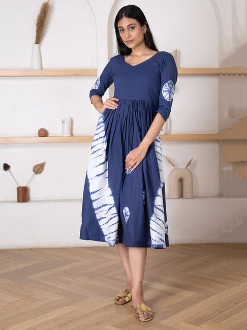 chinese dress ladies Lace Tie-Dye Slim A-Line Dress – Belchic main image 0