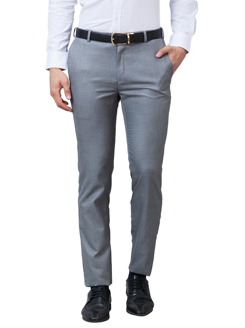Raymond Slate Grey Slim Fit Flat Front Trousers-picture-42