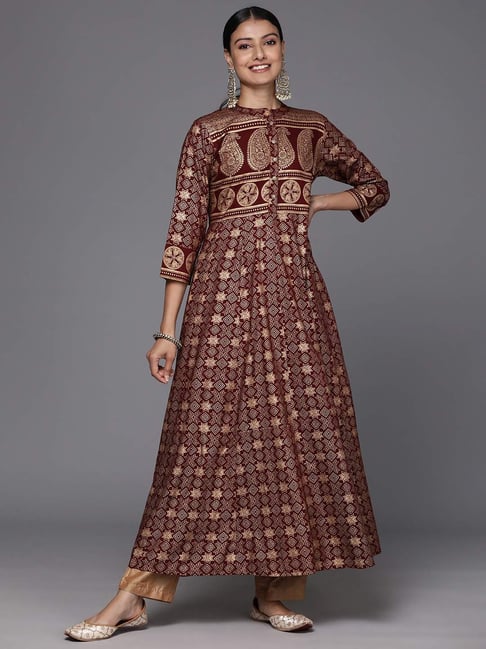 Varanga Maroon Printed Anarkali Kurta-picture-16