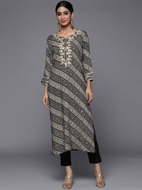 Varanga Black & Grey Printed Straight Kurta-picture-39
