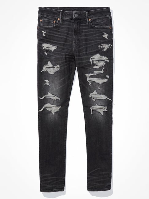 American Eagle Black Slim Fit Distressed Jeans