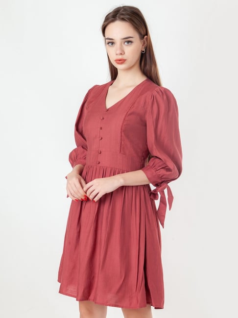 Zink London Pink A-Line Dress-picture-35