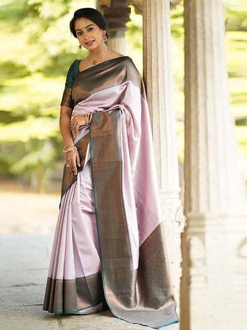 Anjaneya Sarees Lilac Silk Woven Saree With Unstitched Blouse-picture-47