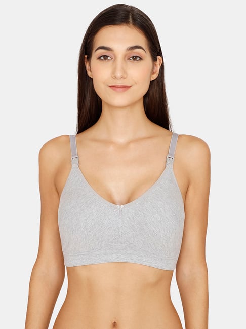 Zivame Grey Half Coverage Double Layered Nursing Bra