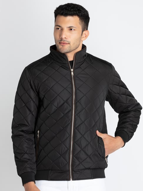 Buy STATUS QUO Mens Zip Through Neck Solid Jacket | Shoppers Stop