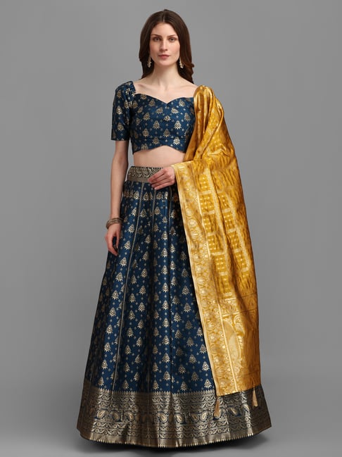 Chinon Lehenga Set With Short Top & Net Dupatta (Ft:- Manali Gandhi) –  Panna Sarees