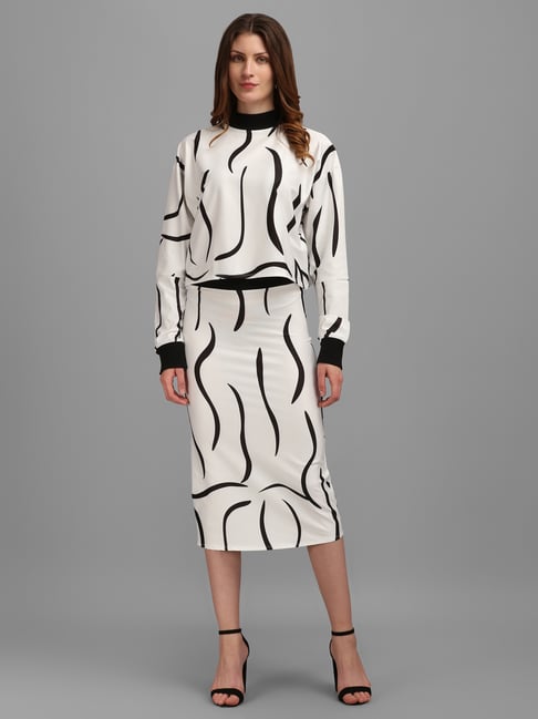 PURVAJA Black & White Printed Co-Ord Set