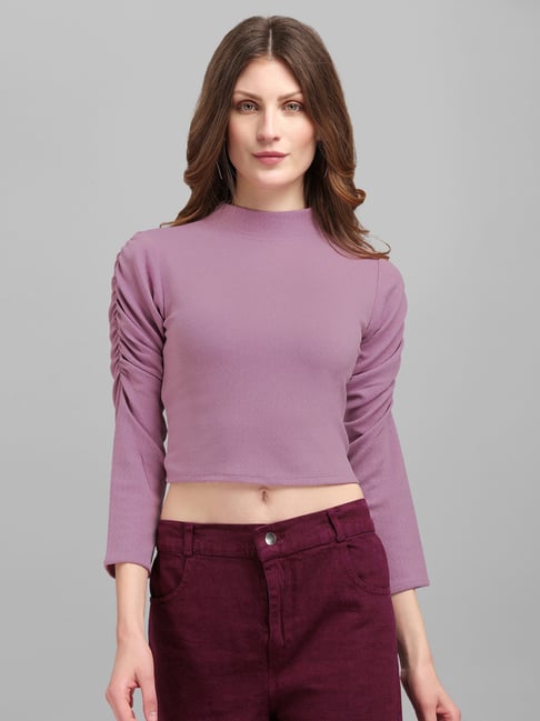 PURVAJA Purple Regular Fit Crop Top-picture-28