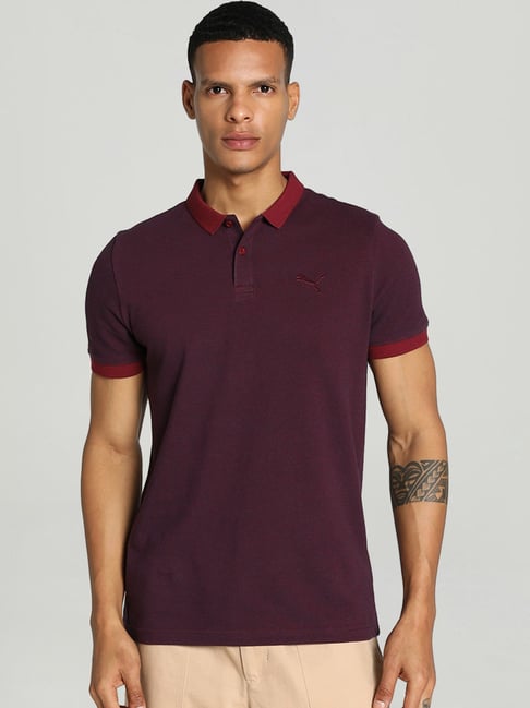 Buy Puma Wine Red Cotton Slim Fit Polo T Shirt for Mens Online Tata CLiQ