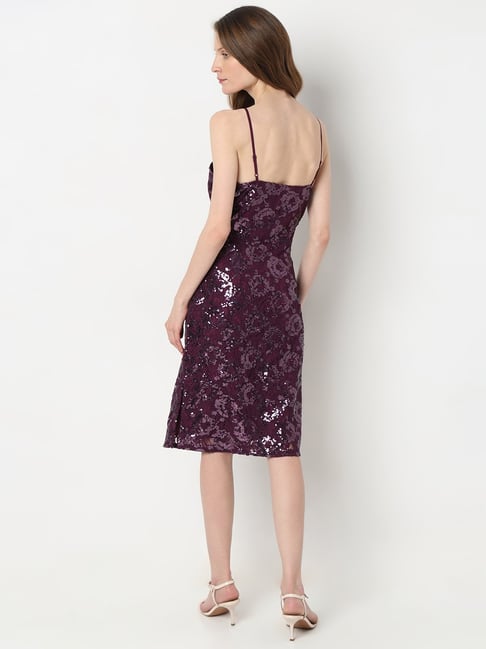 Buy Vero Moda Maroon Embellished A Line Dress for Women Online
