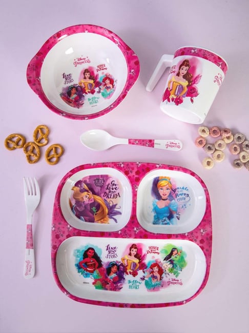 Servewell Princess Melamine Kids Dinner Plate - Set of 5-picture-45