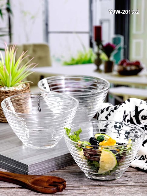 Buy Goodhomes Transparent Glass Serving Bowls Set of 3 at Best Price Tata CLiQ