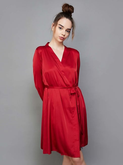 Ginger by Lifestyle Red V Neck Night suit