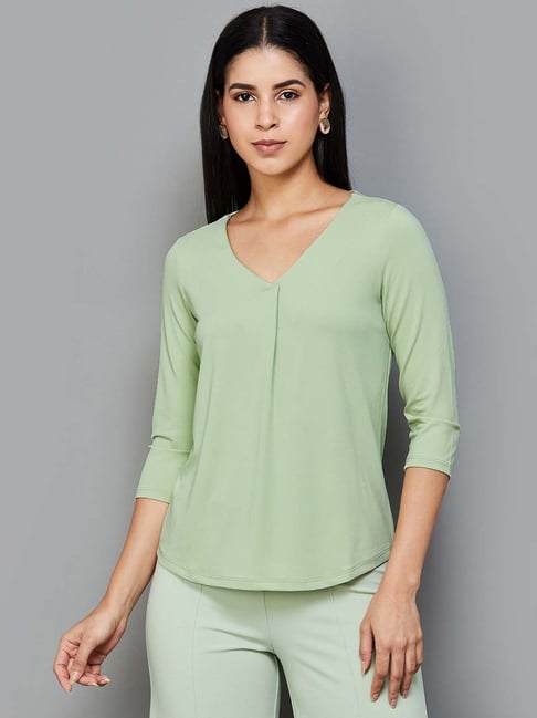 Scoup Sage Green Embroidered Shirt With Flayred Sleeves S / Cotton / Sage Green
