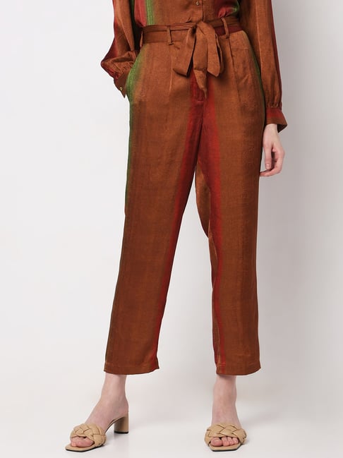 Vero Moda Brown Regular Fit High Rise Pants With Belt-picture-39