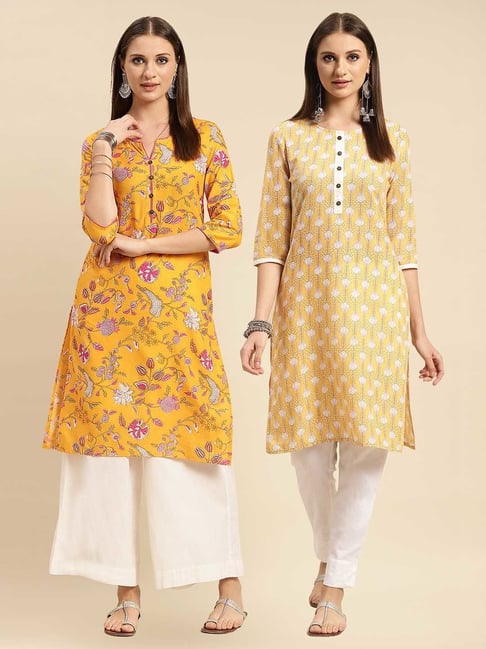 Buy LAAKHI Women Yellow Cotton Kurti (M) Online at Best Prices in India -  JioMart.
