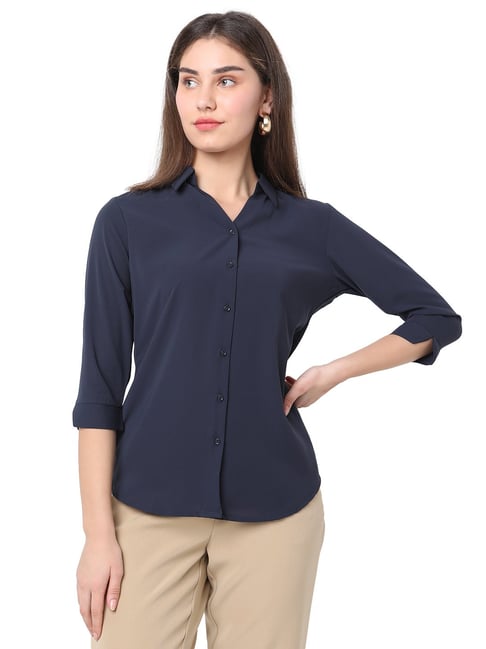 Buy Smarty Pants Grey Cotton Regular Fit Shirt for Women Online