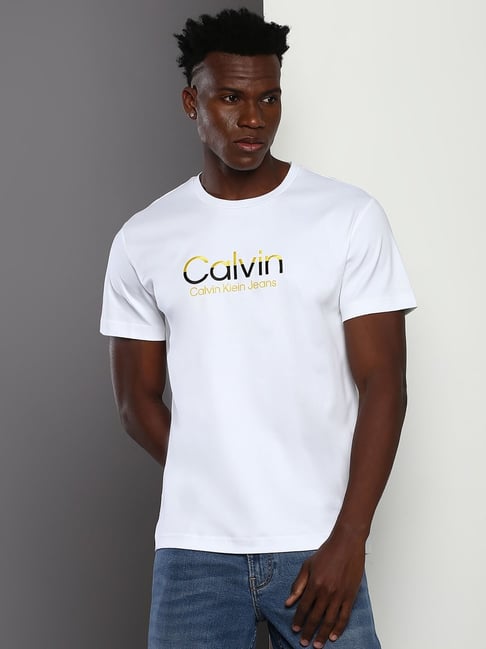 Calvin Klein Jeans White Cotton Regular Fit T Shirt