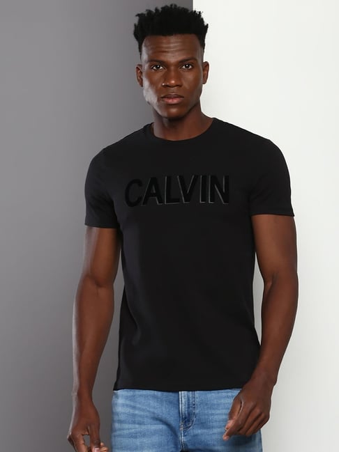 Buy Calvin Klein Jeans Black Cotton Slim Fit T Shirt for Mens Online Tata CLiQ