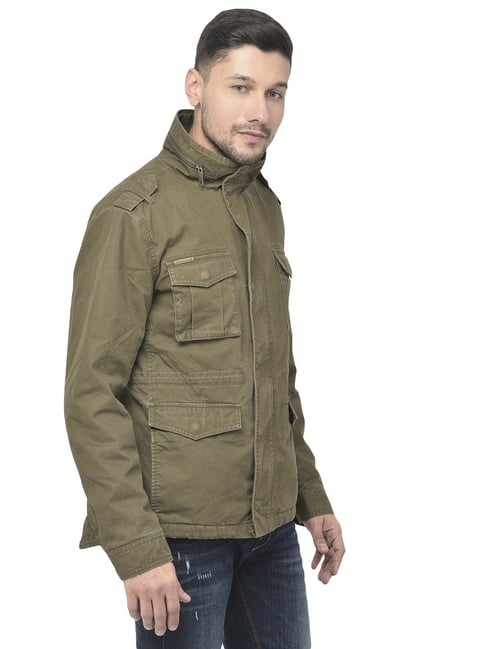 Buy Woodland Khaki Green Regular Fit Jacket for Mens Online @ Tata