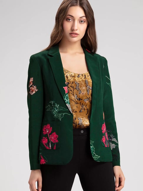 SHAYE Green Floral Print Blazer-picture-43