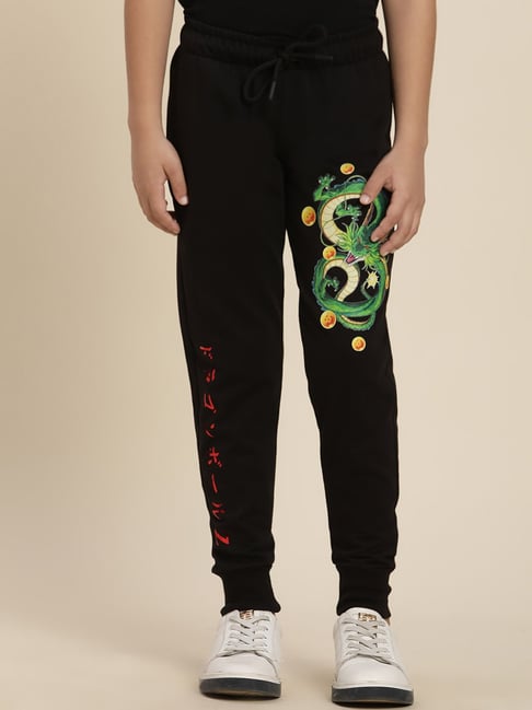 Boysville Dragon Ball Z Printed Black Regular Fit Joggers For Boys