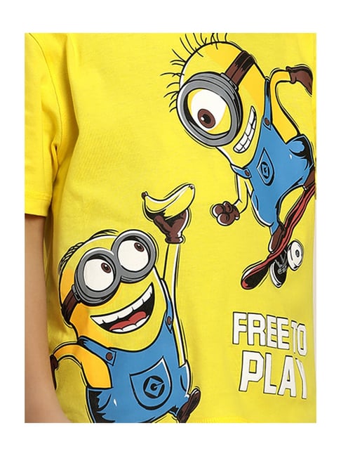 Kidsville Minions T Shirt For Boy Kidsville Minions Printed Yellow