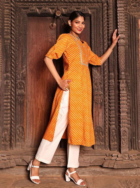 Buy Blue Orange Cut sleeve Kurti at Amazon.in