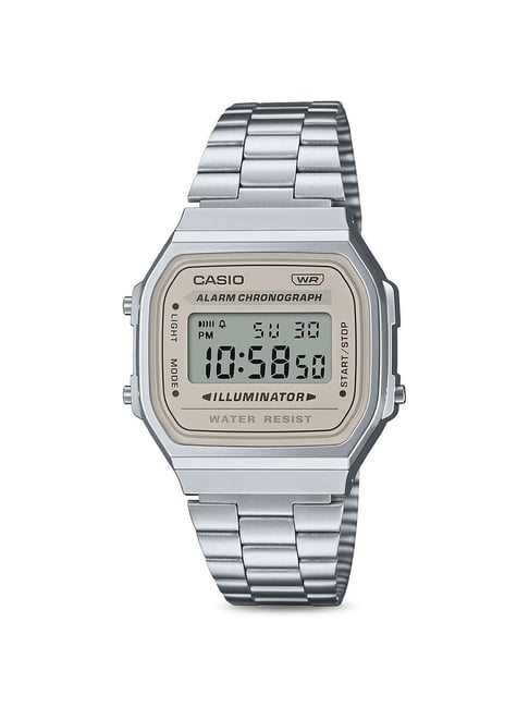 Casio Vintage A168WA-8AYDF Brown Digital Dial Silver Stainless Steel Band  D332