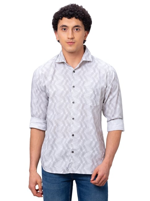 Park Avenue Cloud Blue Cotton Slim Fit Shirt-picture-44