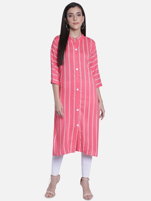 Fabclub Pink Printed Straight Kurta-picture-17